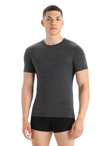 Icebreaker Merino Anatomica Rövid Sleeve Crewe T-Shirt Férfi Fehérnemű Fekete Szürke | HU 1302FDNM